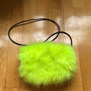 Neon Green Faux Fur Crossbody Bag